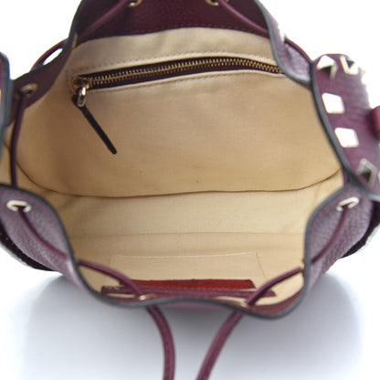 Valentino Garavani Alce Printed Calfskin Rockstud Bucket Bag Garnet 5 of 9