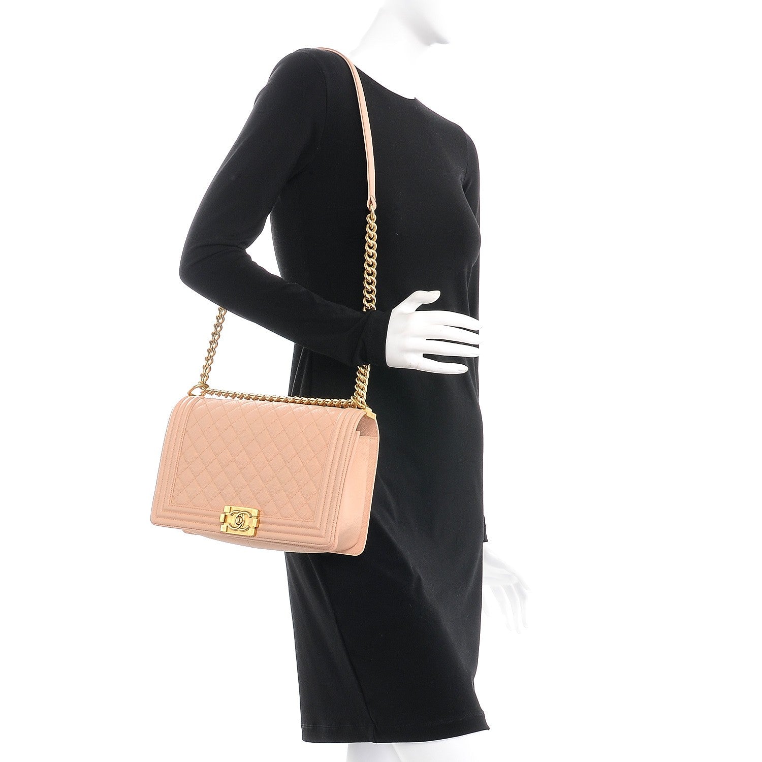 Chanel Caviar Quilted New Medium Boy Flap Beige Clair 2 of 8