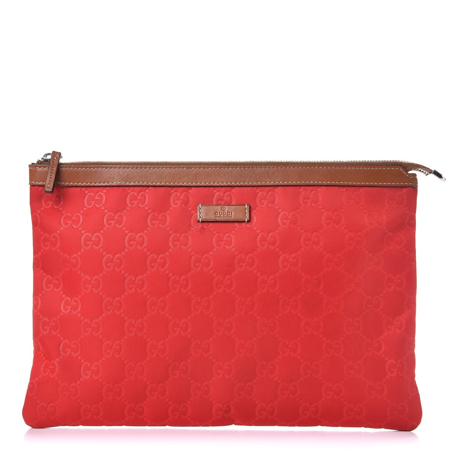 Nylon Monogram Zip Top Pouch Red