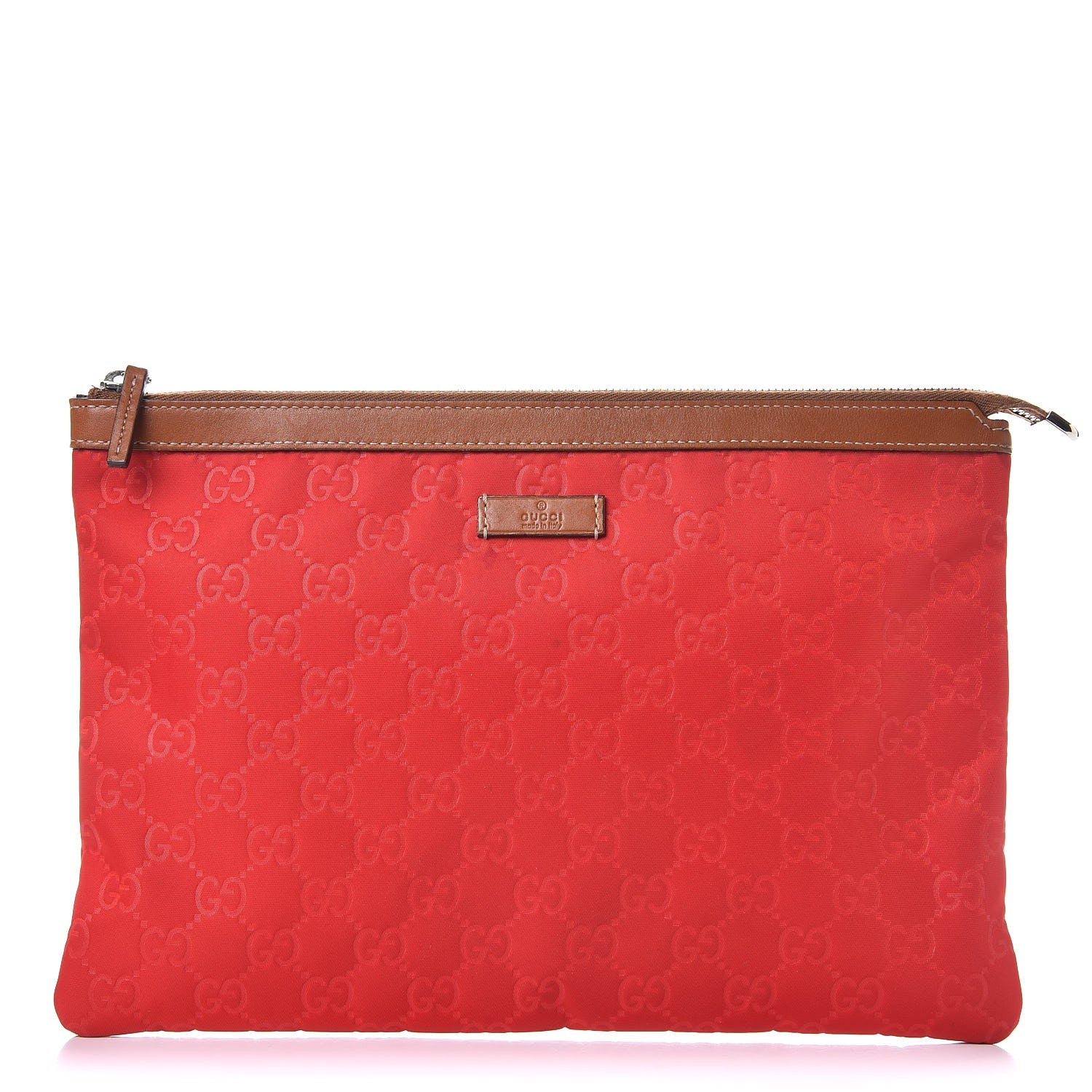Gucci Nylon Monogram Zip Top Pouch Red 1 of 11