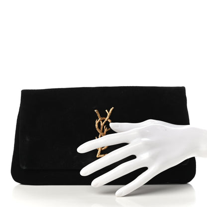 Saint Laurent Suede Monogram West Hollywood Clutch Black 2 of 6