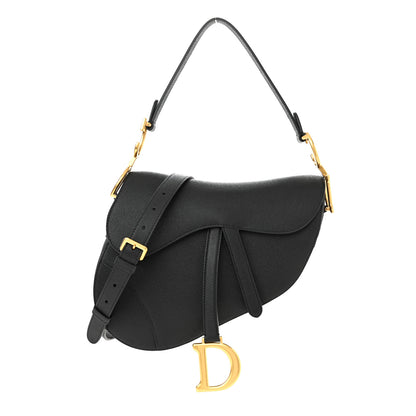Christian Dior Grained Calfskin Saddle Bag With Strap Black 1 of 10