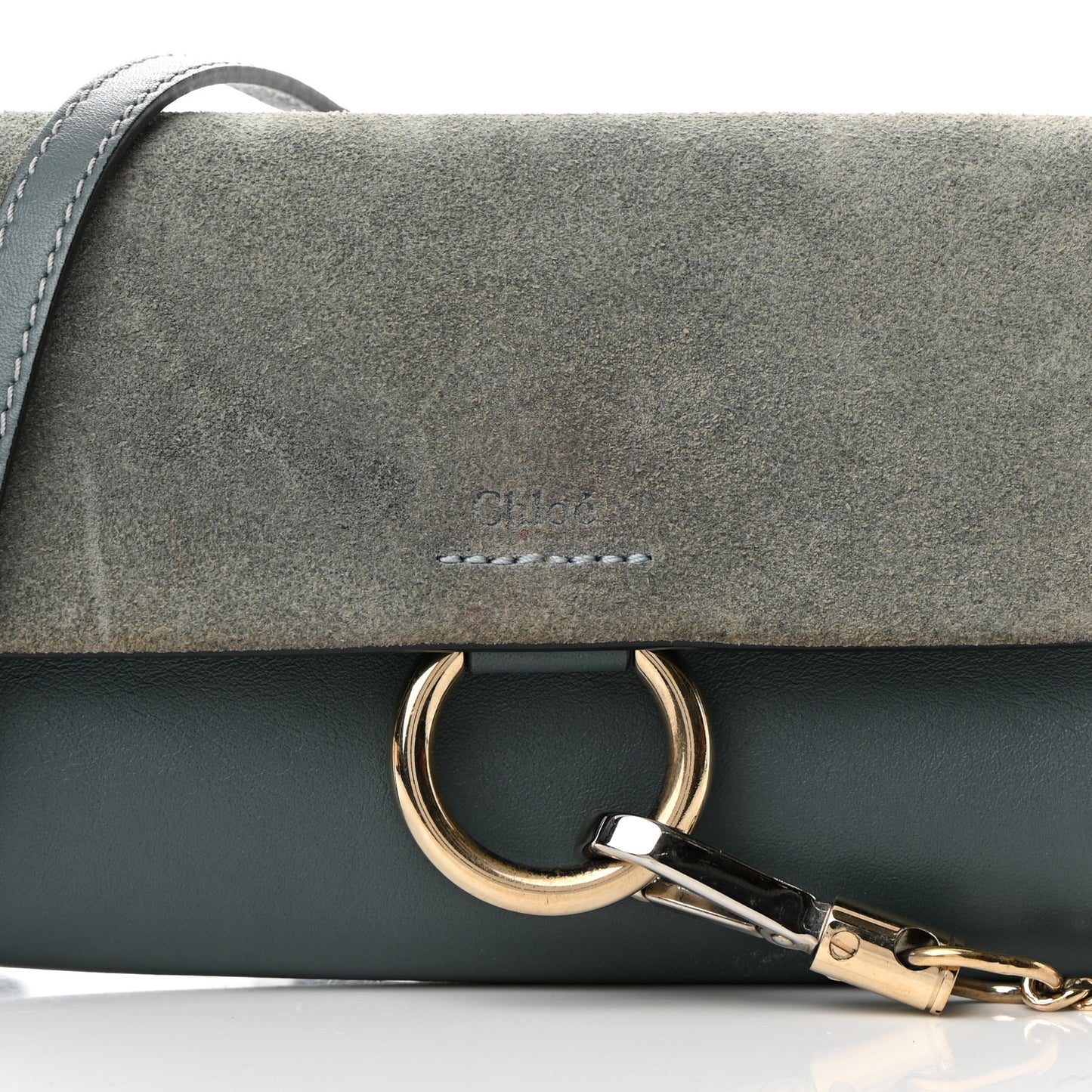 Suede Calfskin Mini Faye Shoulder Bag Cloudy Blue