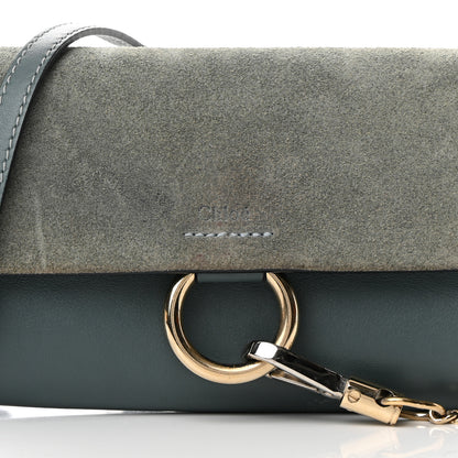Chloe Suede Calfskin Mini Faye Shoulder Bag Cloudy Blue 8 of 19