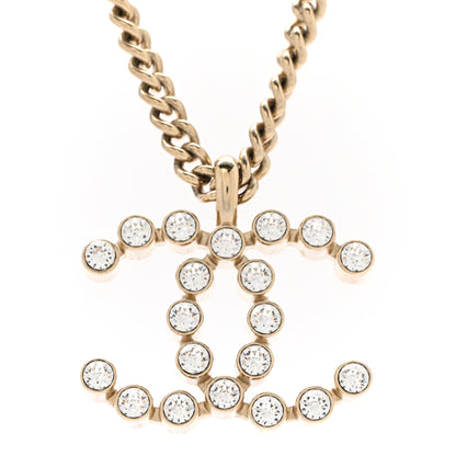 Chanel Crystal CC Pendant Necklace Gold 4 of 5