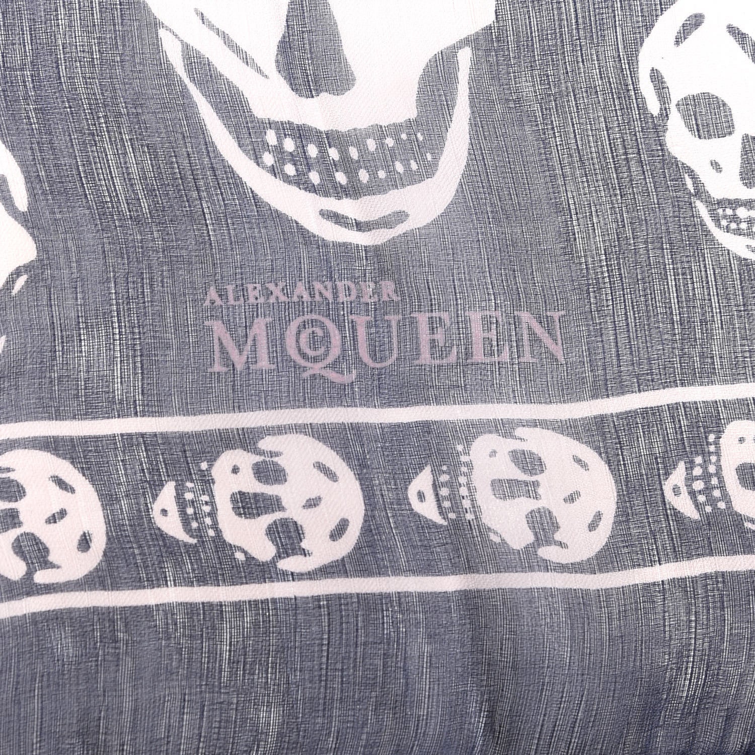 Alexander McQueen Silk Chiffon Skull Scarf Navy Pink 2 of 3