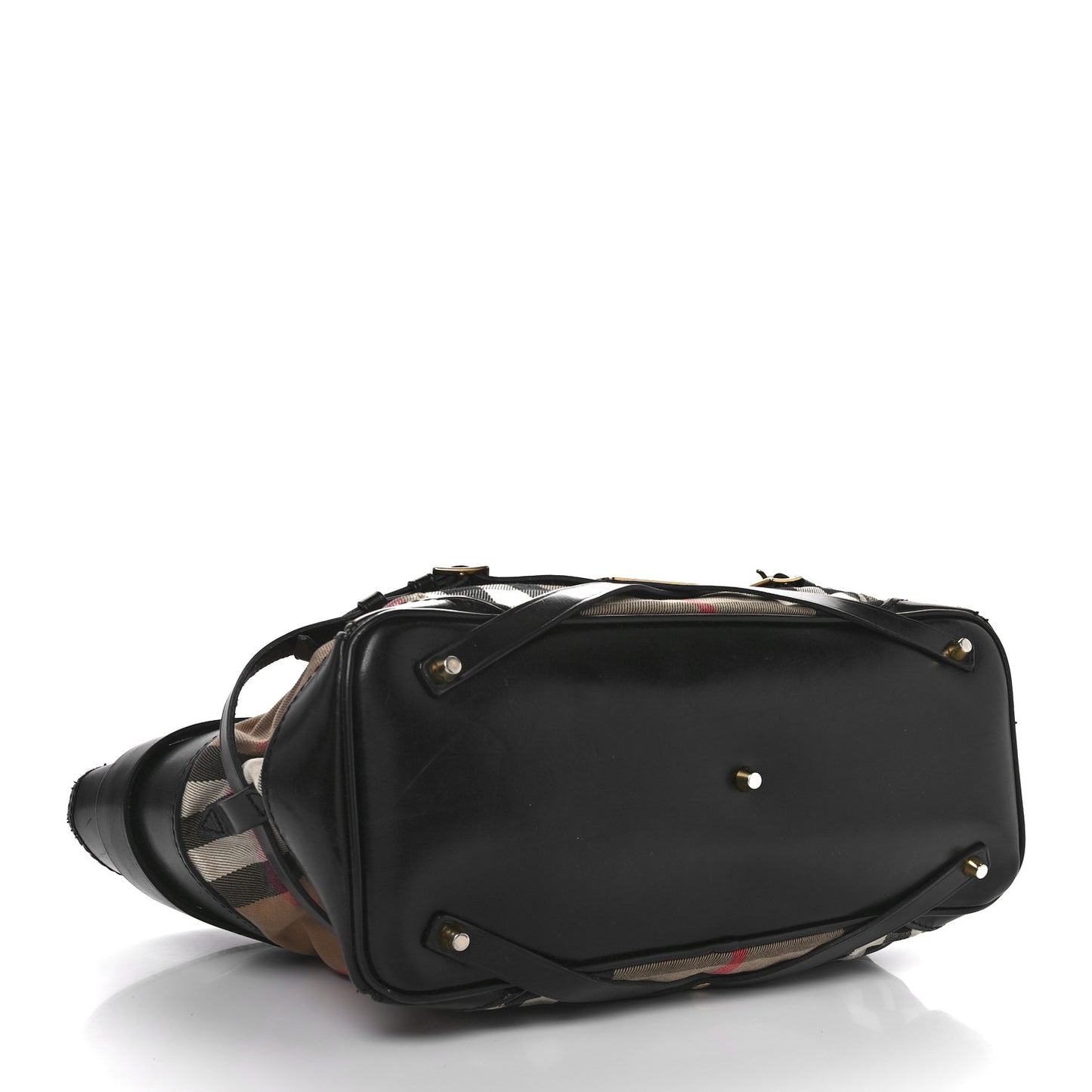 House Check Bridle Calfskin Medium Lynher Tote Black