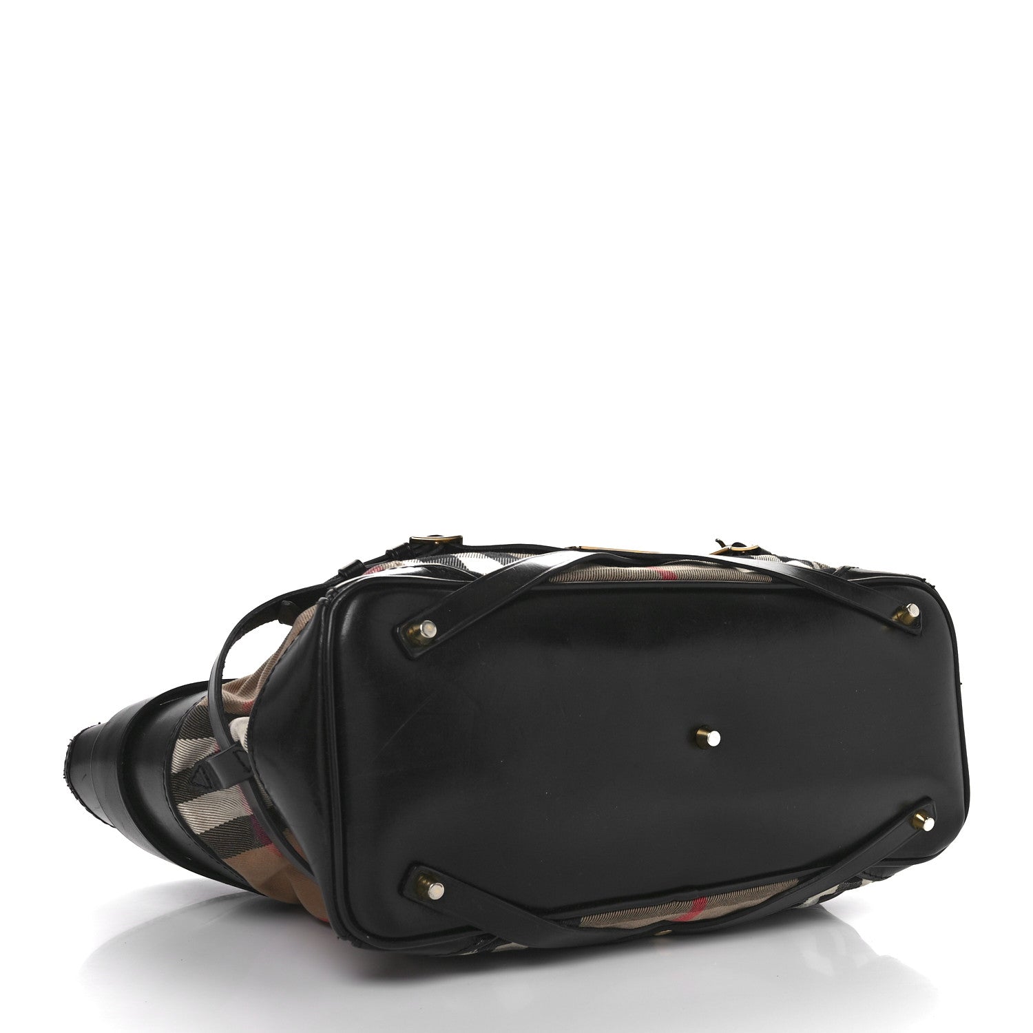 Burberry House Check Bridle Calfskin Medium Lynher Tote Black 4 of 10