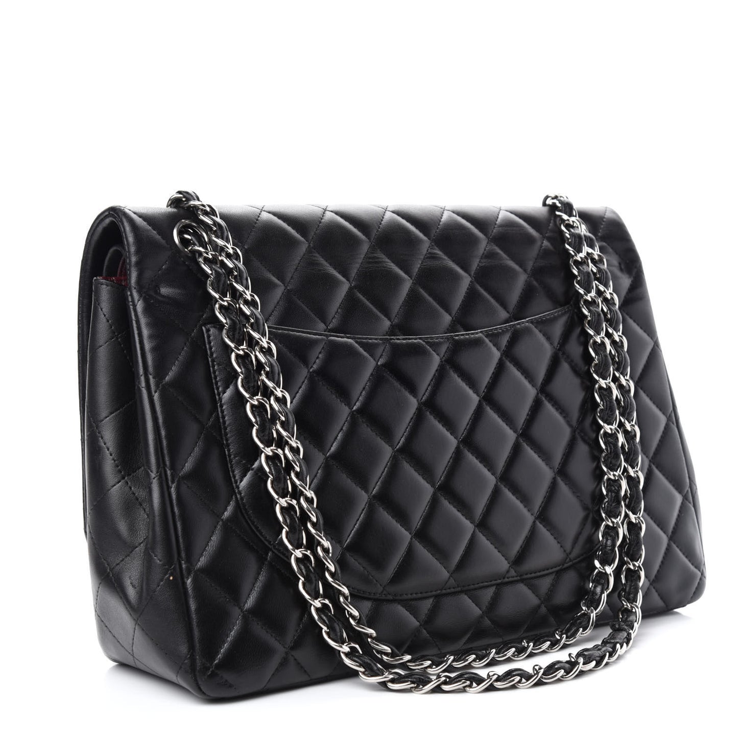 Lambskin Quilted Maxi Double Flap Black