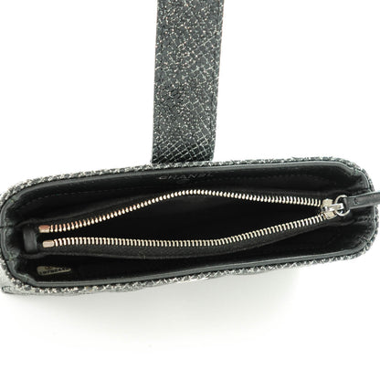 Chanel Glittered Calfskin Quilted Mini Phone Holder Clutch Black 5 of 8