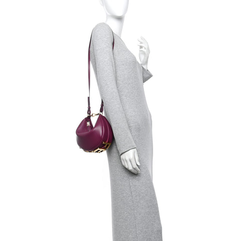 Vitello Grace Matte Mini Fendigraphy Hobo Bag Rosso Roma