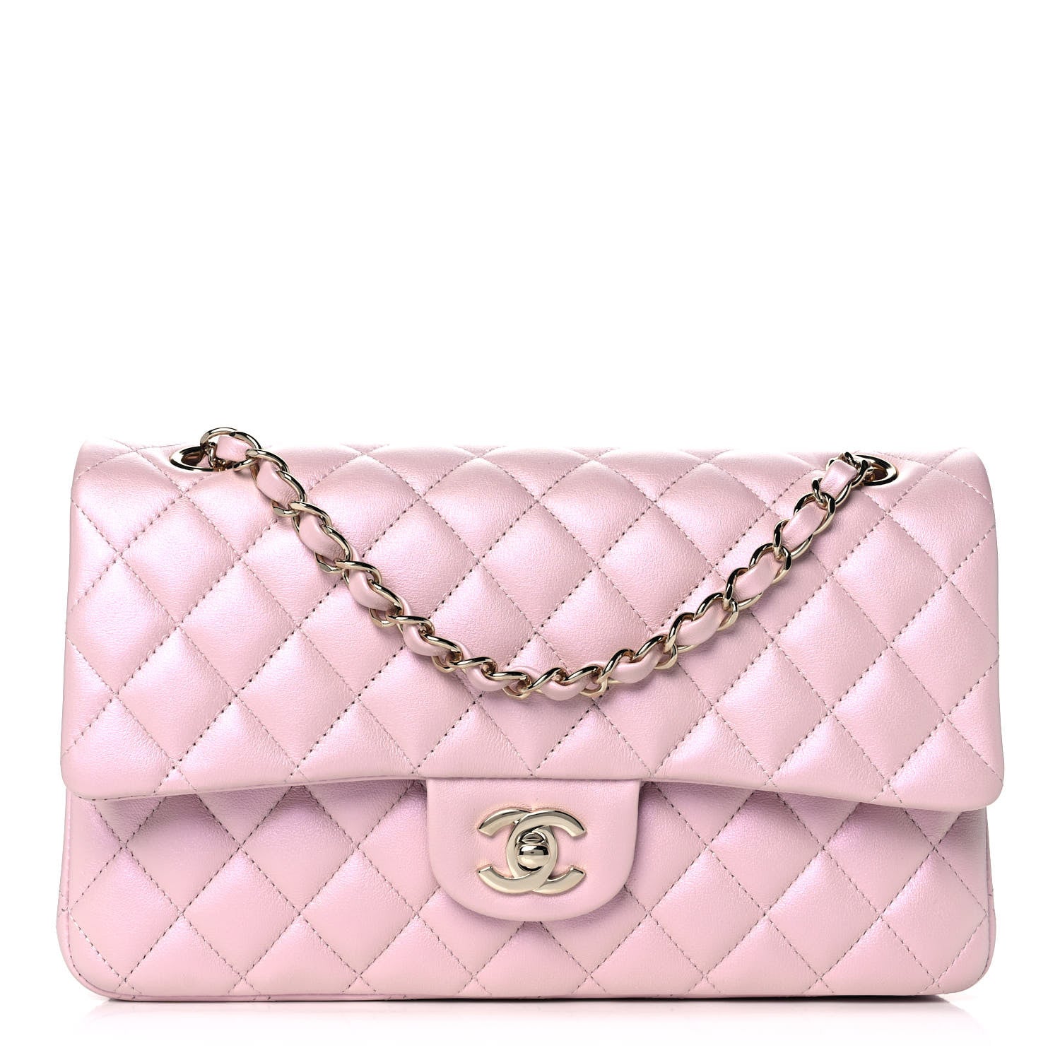 Chanel Iridescent Calfskin Quilted Medium Double Flap Light Pink 1 of 12