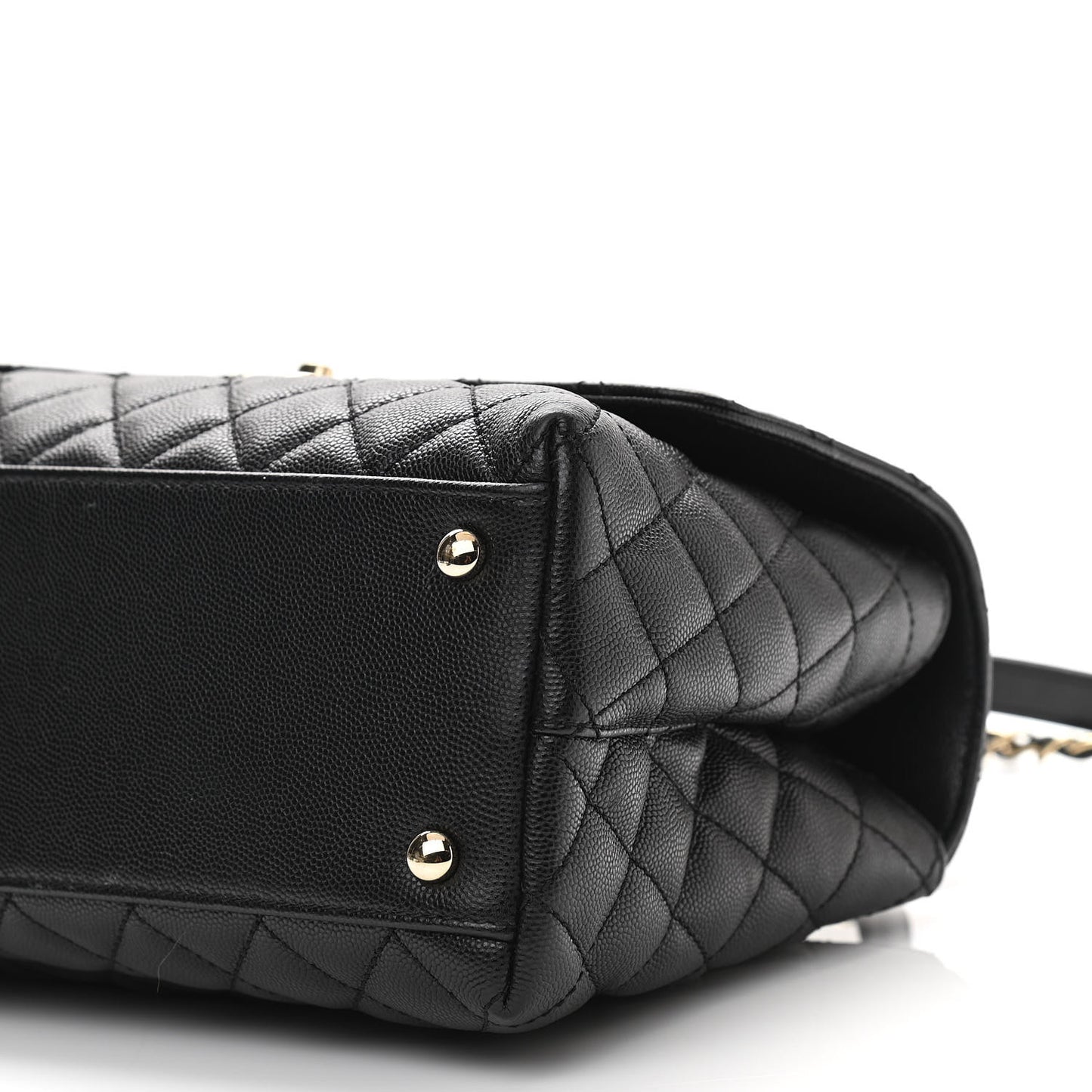 Caviar Quilted Small Coco Handle Flap Black