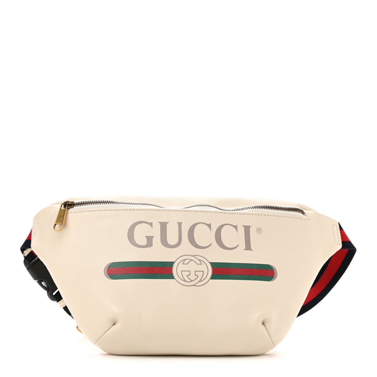 Grained Calfskin Logo Belt Bag White