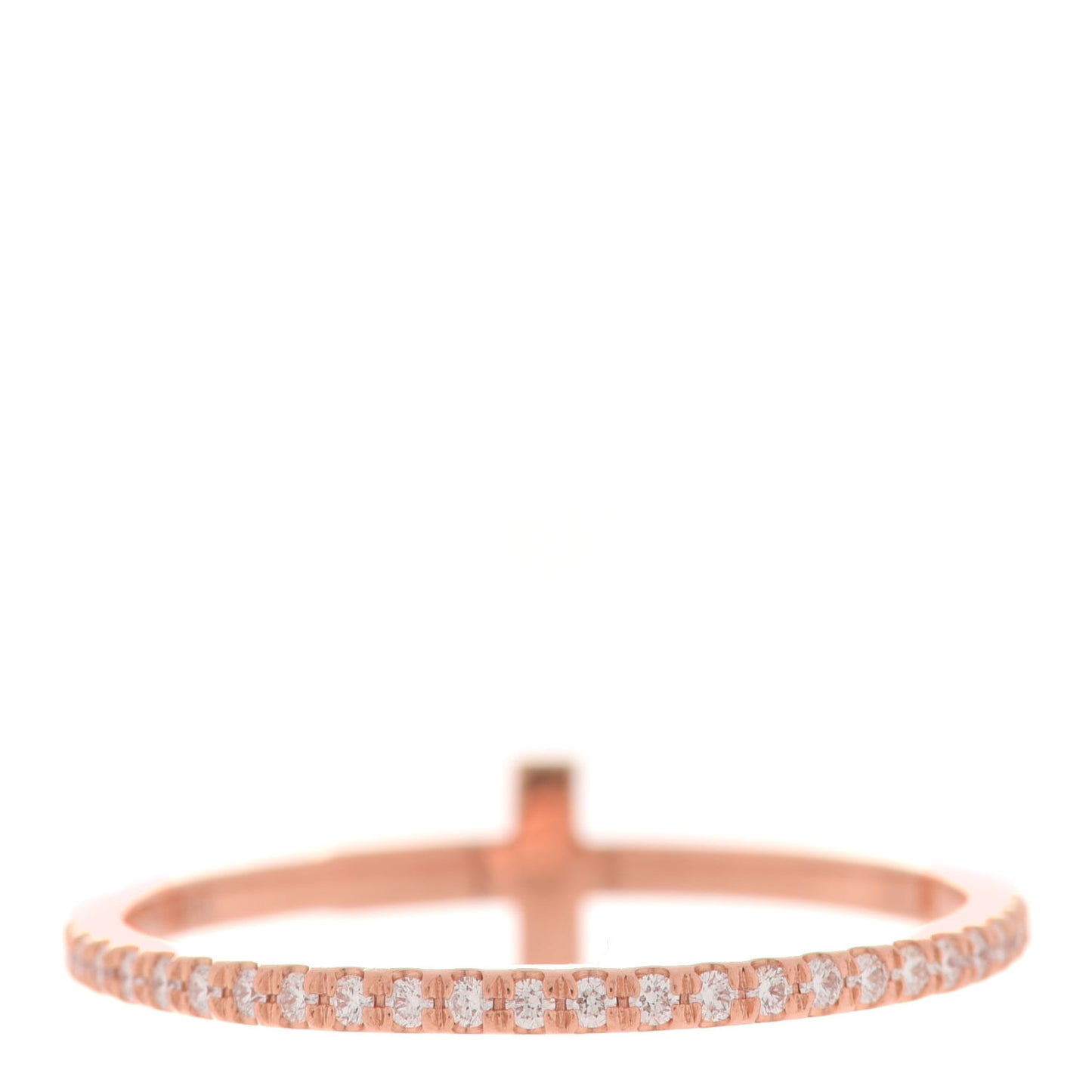 18K Rose Gold Diamond T Wire Pave Ring 54 6.75