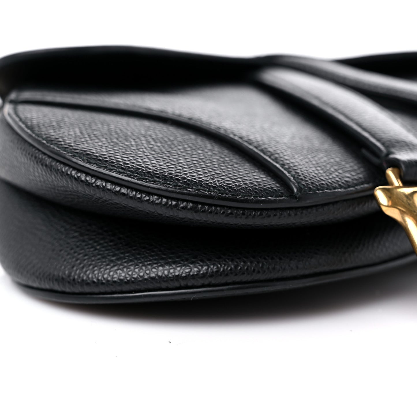 Grained Calfskin Mini Saddle Bag Black