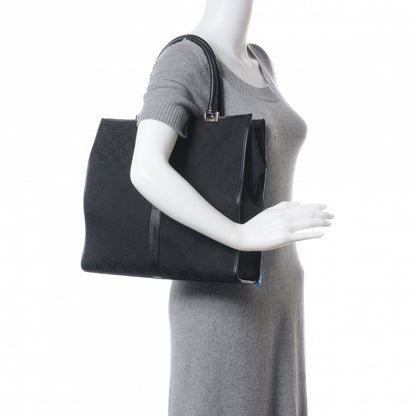 Gucci Canvas Monogram Shoulder Bag Black 2 of 8