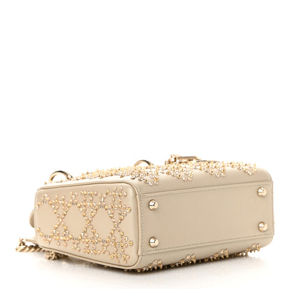 Christian Dior Metallic Lambskin Crystal Cannage Mini Lady Dior Platinum 4 of 14