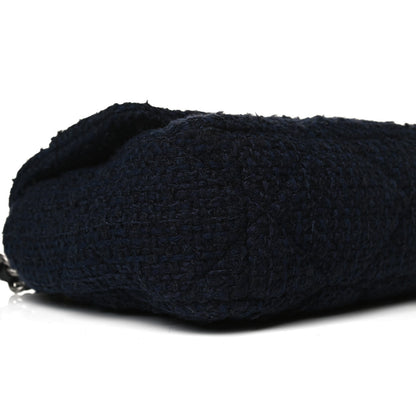 Chanel Tweed Quilted Large Chanel 19 Flap Navy Blue 9 of 16
