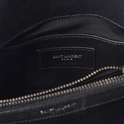 Saint Laurent Sheepskin Matelasse Chevron Monogram Medium College Bag Black 6 of 9