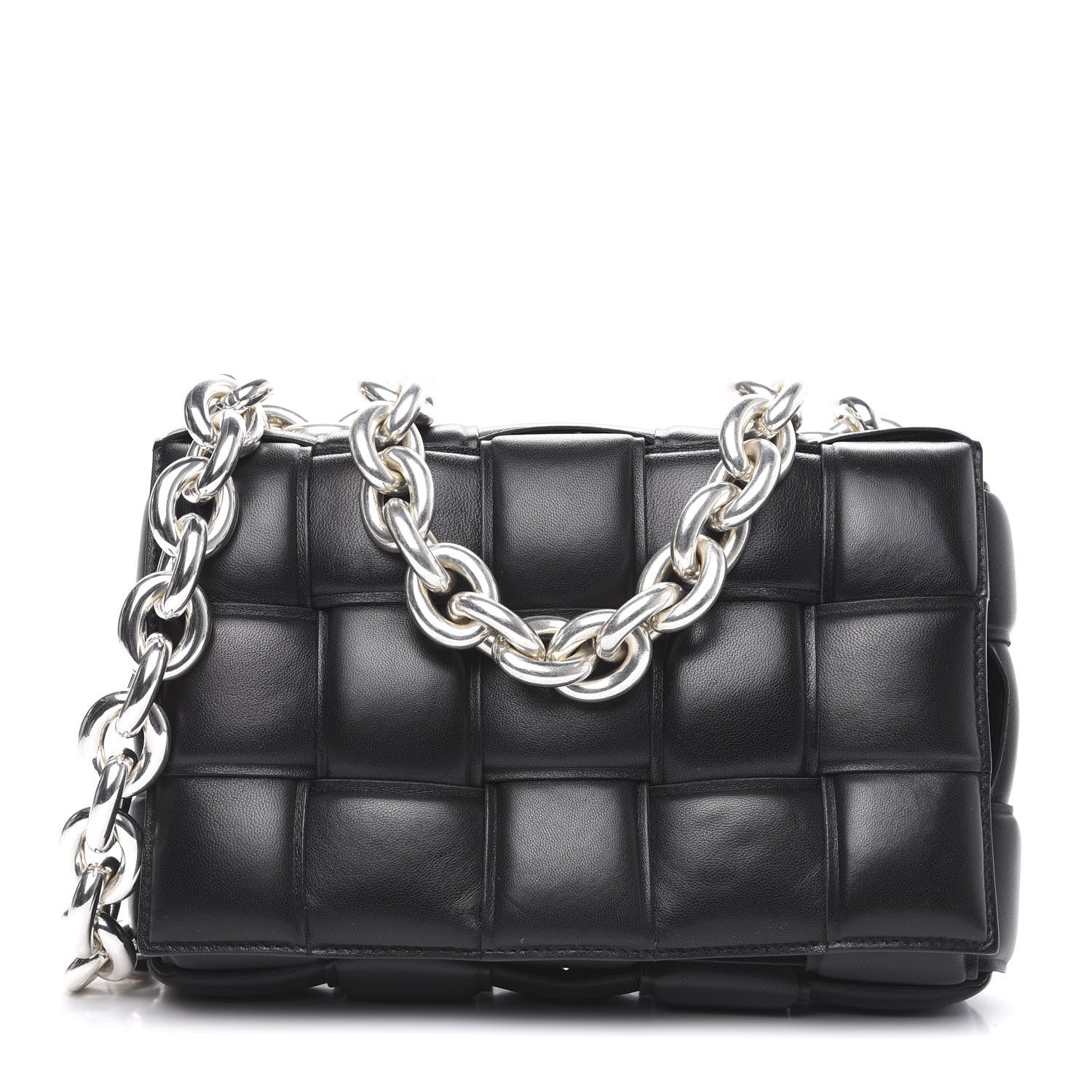 Bottega Veneta Lambskin Maxi Intreccio Padded Chain Cassette Crossbody Bag Black 1 of 8