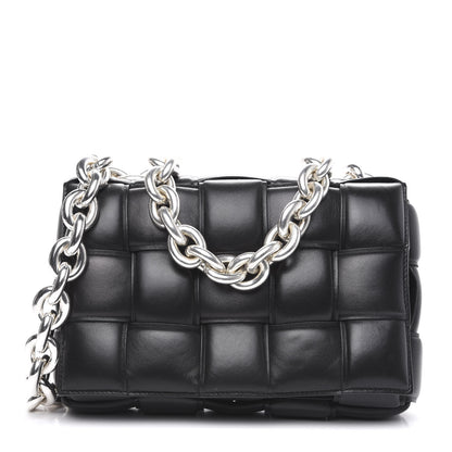 Bottega Veneta Lambskin Maxi Intreccio Padded Chain Cassette Crossbody Bag Black 1 of 8