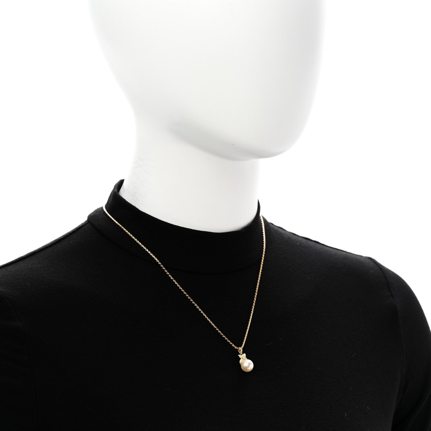Parker & West by FASHIONPHILE 18K Yellow Gold Diamond Akoya Cultured Pearl Pendant Necklace 2 of 5