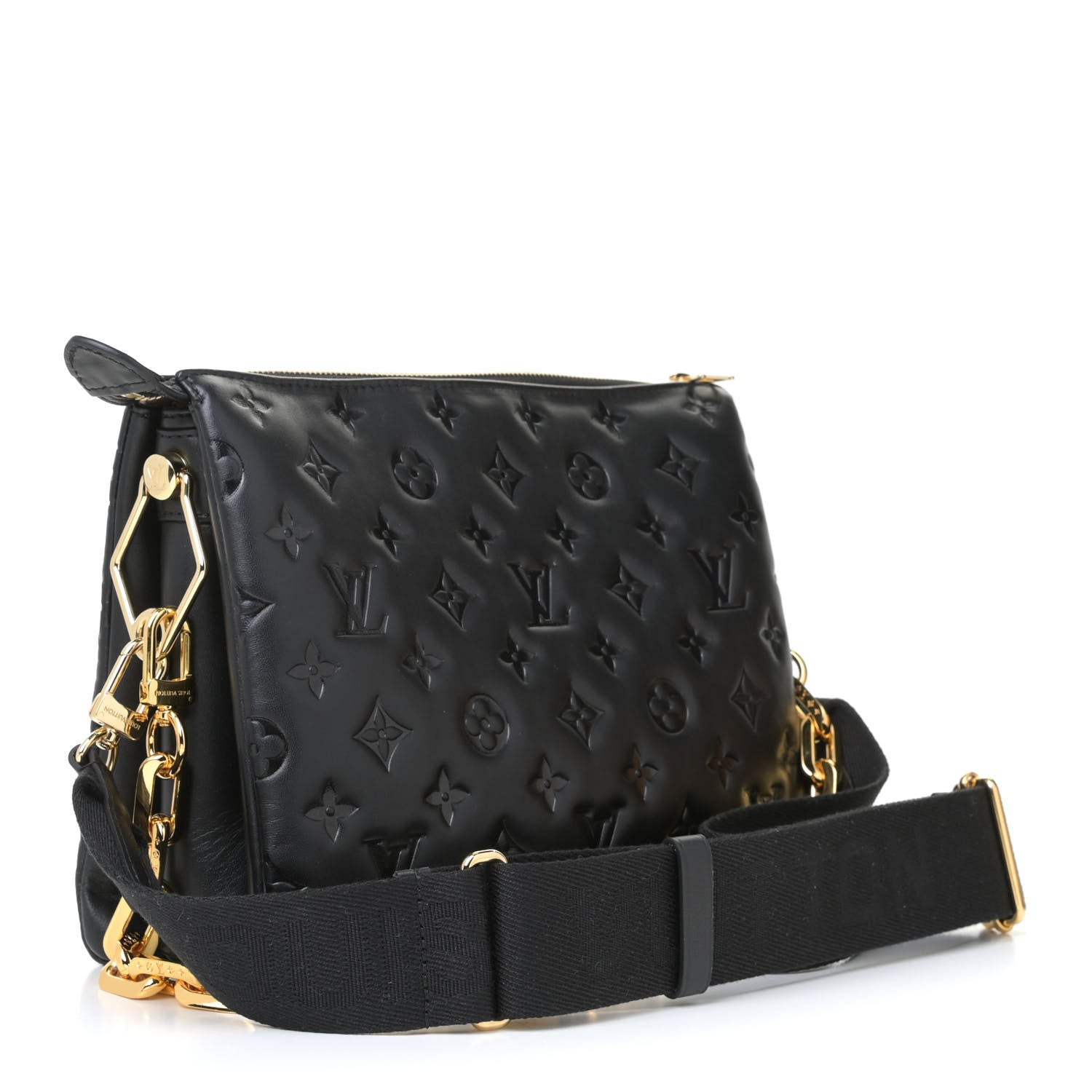 Louis Vuitton Lambskin Embossed Monogram Coussin PM Black 3 of 9