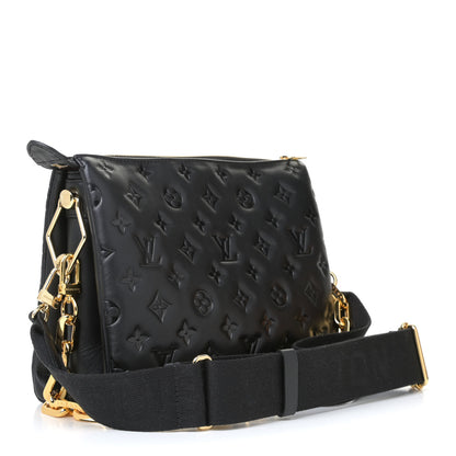 Louis Vuitton Lambskin Embossed Monogram Coussin PM Black 3 of 9