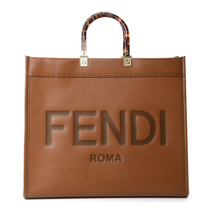 Fendi Vitello King Plexiglass Large Fendi Sunshine Shopper Tote Cuoio 1 of 9