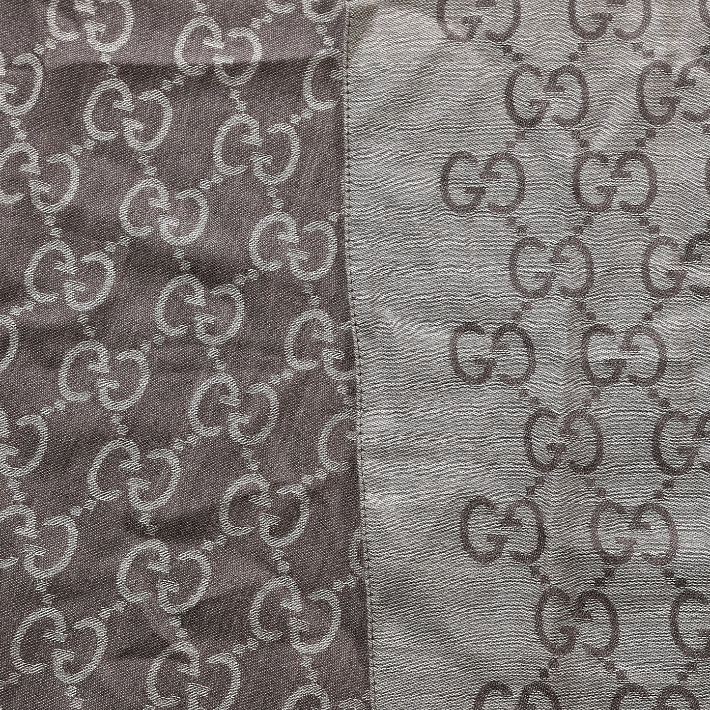 Wool Silk Monogram Scarf Brown