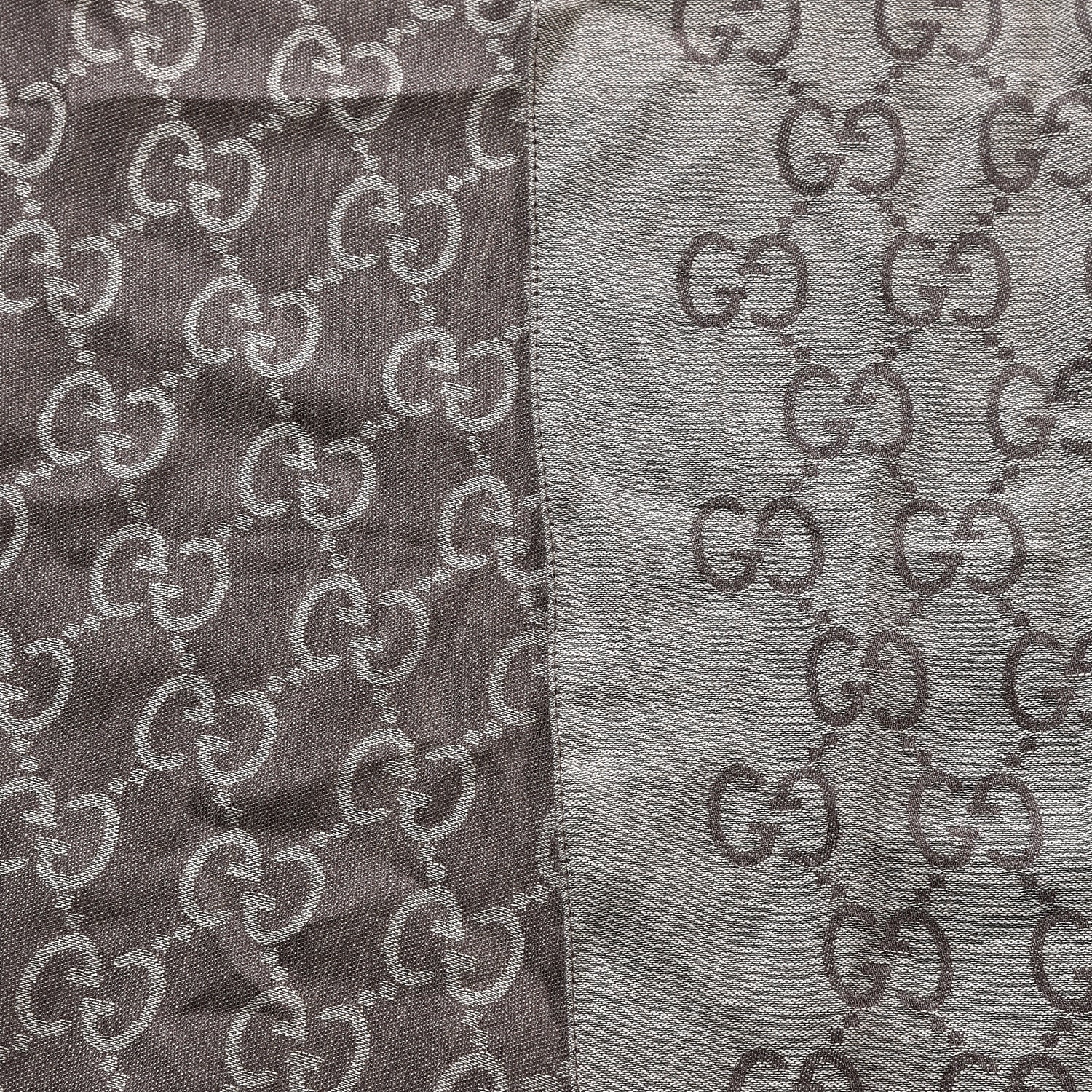 Gucci Wool Silk Monogram Scarf Brown 3 of 4