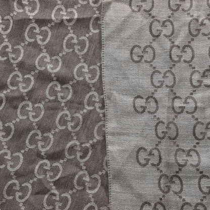 Gucci Wool Silk Monogram Scarf Brown 3 of 4