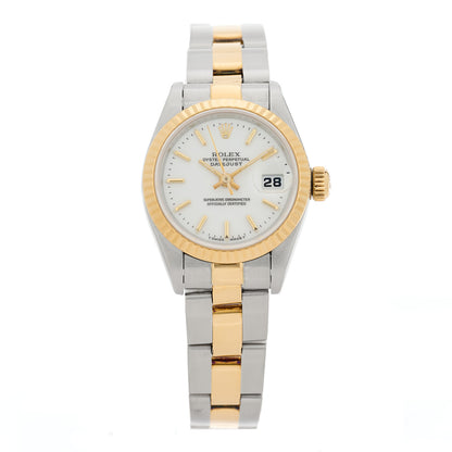Rolex Stainless Steel 18K Yellow Gold 26mm Oyster Perpetual Datejust Watch White 69173 1 of 4