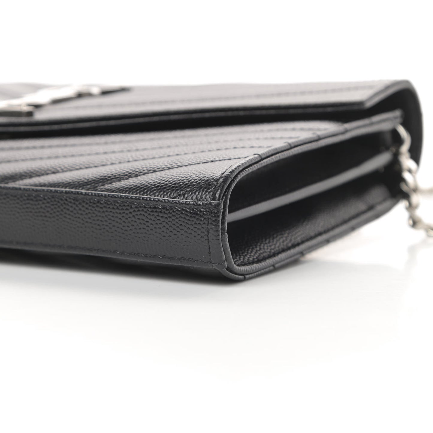 Grain De Poudre Matelasse Chevron Monogram Chain Wallet Black