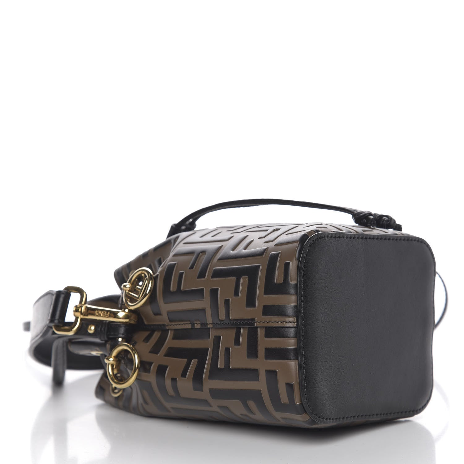 Fendi Vitello Liberty F is Fendi Bi-Color FF 1974 Embossed Mini Mon Tresor Bucket Bag Maya Black 3 of 9