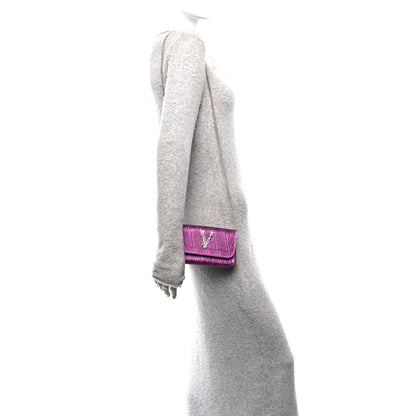 Versace Satin Crystal Virtus Chain Clutch Purple 2 of 10