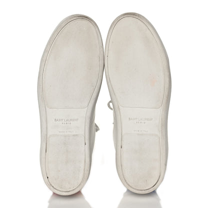 Saint Laurent Calfskin Metallic Ayers Signature Court Lips Sneakers 41 Optic White 6 of 12