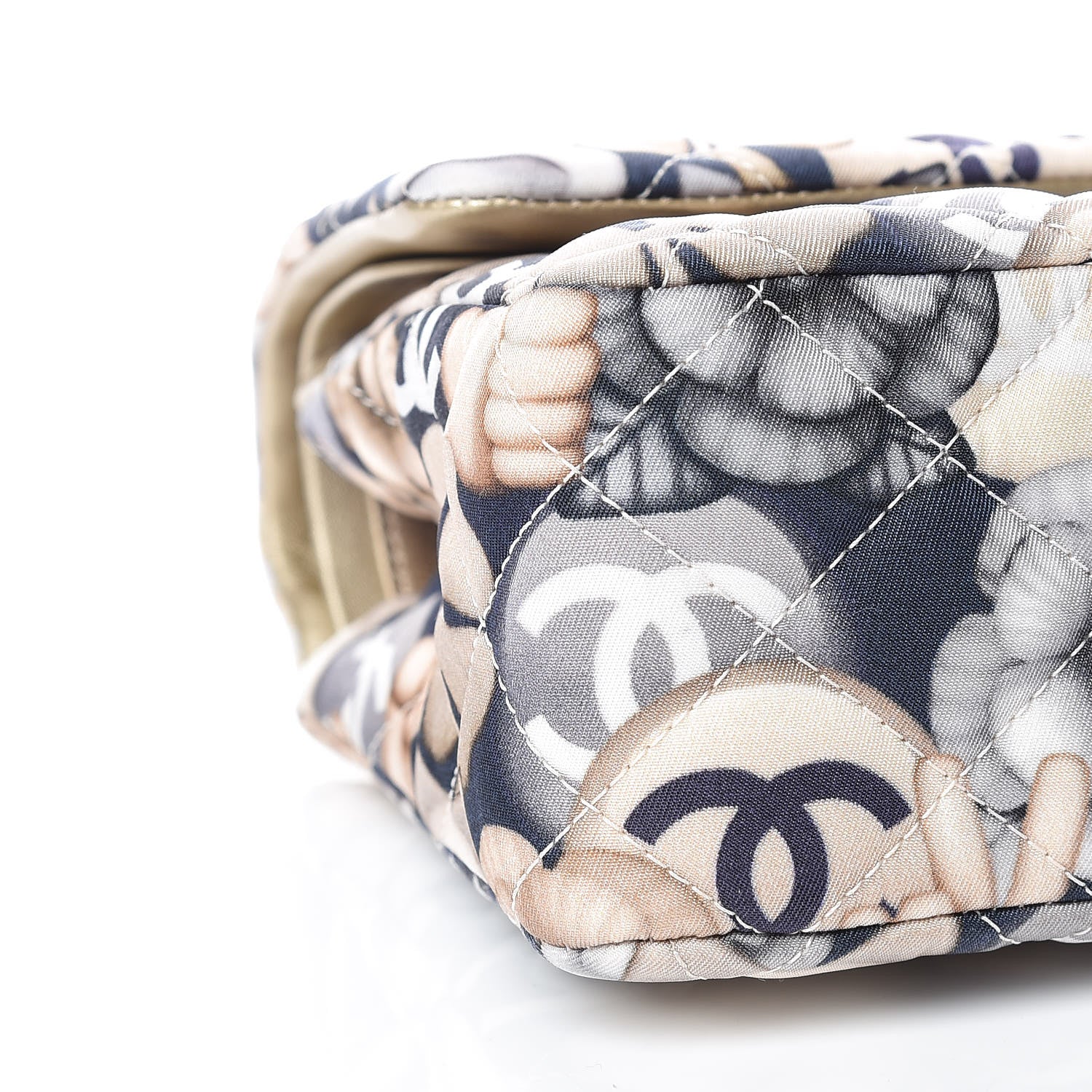Chanel Nylon Quilted Medium Cat Emoticon Double Flap Navy Gold 9 of 12