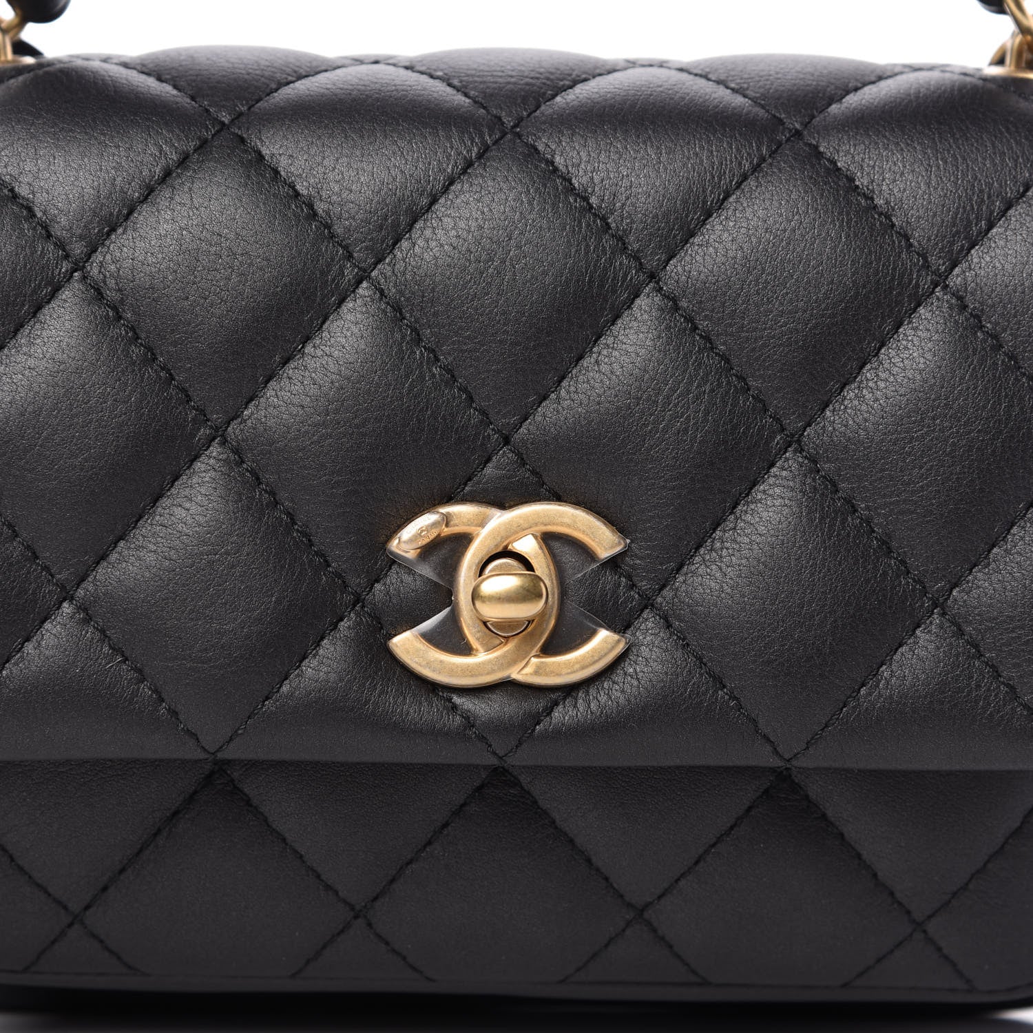 Chanel Calfskin Quilted Top Handle Flap Black 10 of 11
