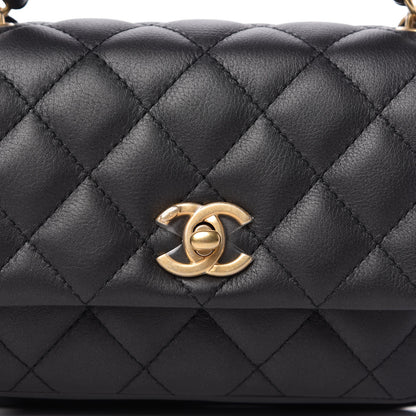 Chanel Calfskin Quilted Top Handle Flap Black 10 of 11