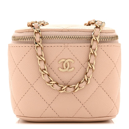 Chanel Caviar Quilted Mini Vanity Case With Chain Light Beige 1 of 10