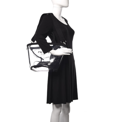Prada Plexiglass Canapa Small Shopper Tote Black 2 of 8