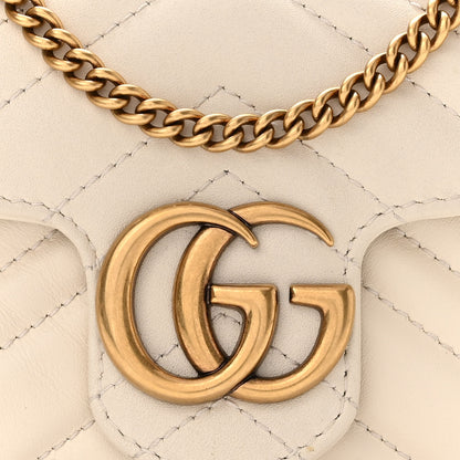 Gucci Calfskin Matelasse Super Mini GG Marmont Shoulder Bag White 8 of 11