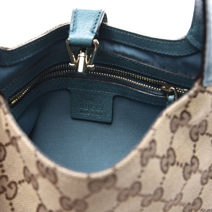 Gucci Monogram Web Small Piston Jackie O Hobo Turquoise 7 of 10