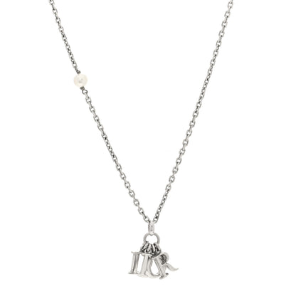 Christian Dior Pearl Logo Necklace Silver 1 of 5