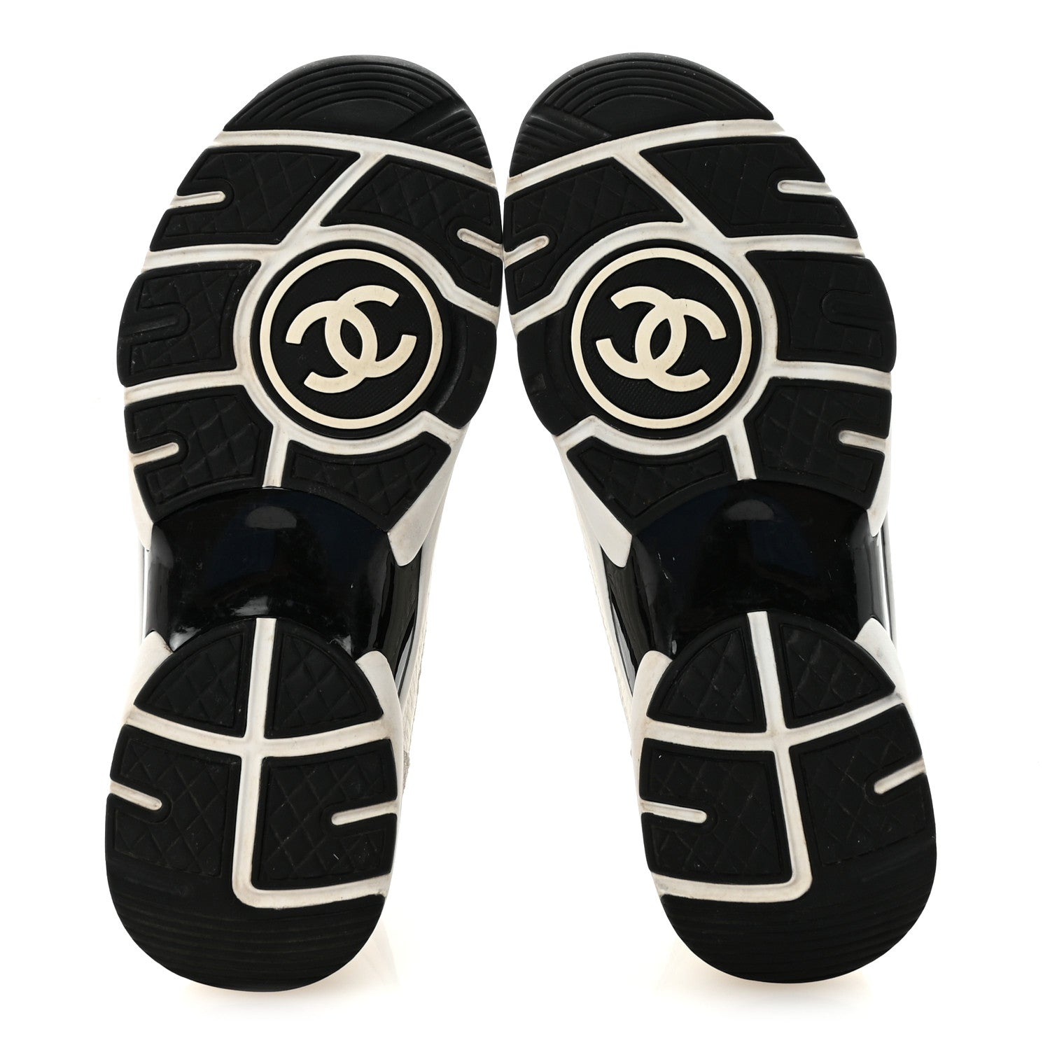 Chanel Mesh Suede Calfskin Grained Calfskin Womens CC Sneakers 36 White Black 6 of 9