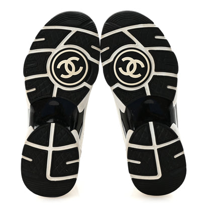 Chanel Mesh Suede Calfskin Grained Calfskin Womens CC Sneakers 36 White Black 6 of 9