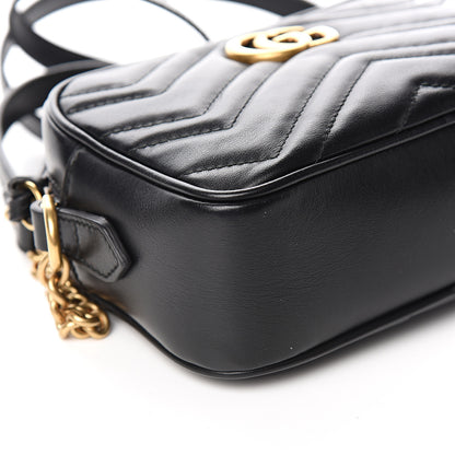Gucci Calfskin Matelasse Mini GG Marmont Chain Shoulder Bag Black 7 of 9