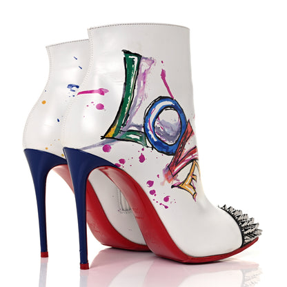 Christian Louboutin Calfskin Patent Love Is A Boot 100 Booties 36.5 White 4 of 9